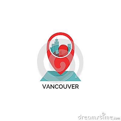 Vancouver city skyline silhouette vector logo illustration Vector Illustration