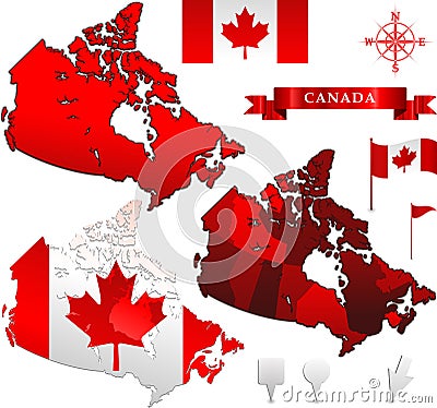 Canada Vector Map And Flag Royalty Free Stock Images - Image: 14486419