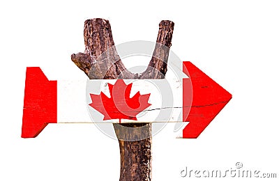 Canada wooden sign isolated on white background Stock Photo