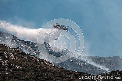 Canadair dropping water in Corsica Editorial Stock Photo