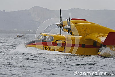 Canadair taking water 019 Editorial Stock Photo