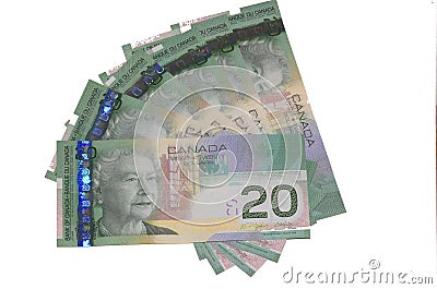 Canadian $20 bills Editorial Stock Photo