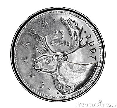 Canadian 25 cent coin Editorial Stock Photo