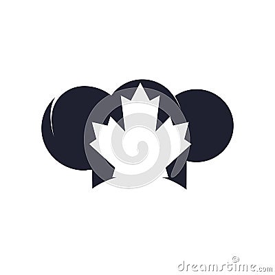 Canadian chef vector logo design template. Maple leaf with chef hat icon logo. Vector Illustration