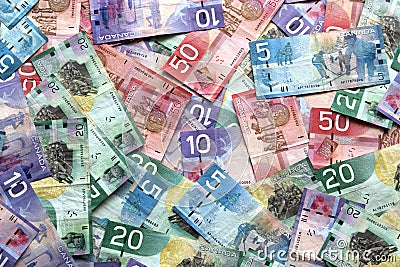 Canadian Dollar Bills Stock Photo