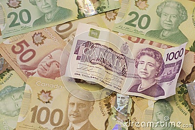 Canadian Dollar Currency/Bills Editorial Stock Photo