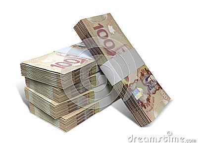 Canadian Dollar Notes Bundles Stack Stock Photo