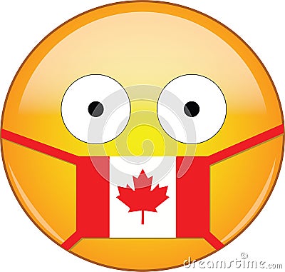 Canadian emoji in a medical mask protecting from SARS, COVID-19, bird flu and other viruses, germs and bacteria and contagious Vector Illustration