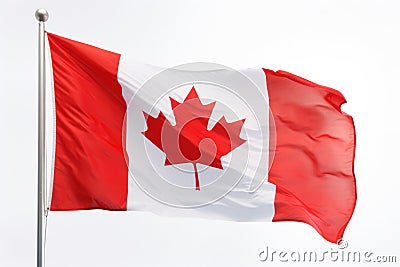 Canadian Flag Against A White Background Stock Photo