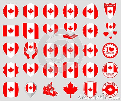 Canadian flag icons Vector Illustration