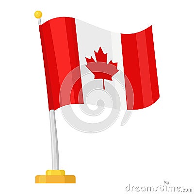 Canadian flag with a maple leaf icon Vector Illustration