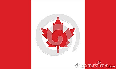 Canadian Flag official colors and proportion correctly vector illustration. Vector Illustration