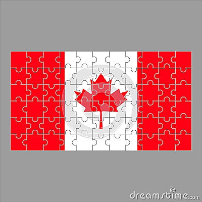 Canadian flag from puzzles on a gray Vector Illustration