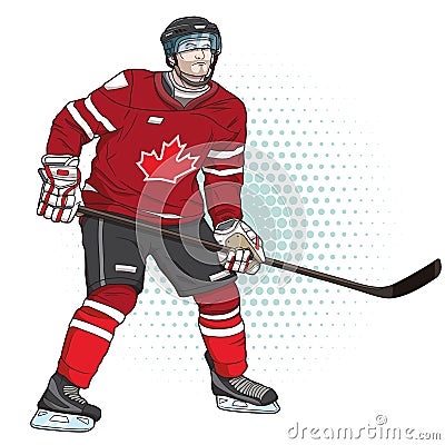 Ice hockey player Vector Illustration