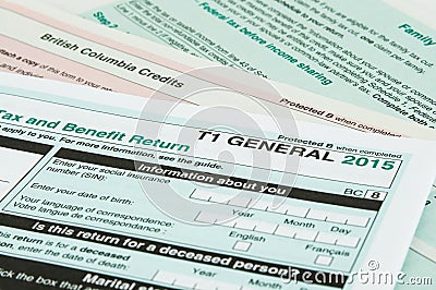 Canadian individual tax form Editorial Stock Photo