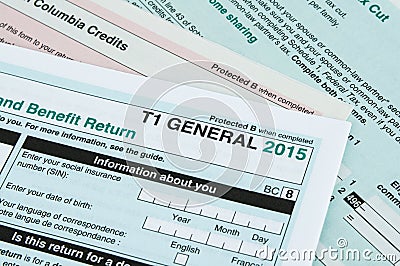 Canadian individual tax form Editorial Stock Photo