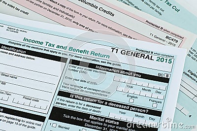 Canadian individual tax form Editorial Stock Photo