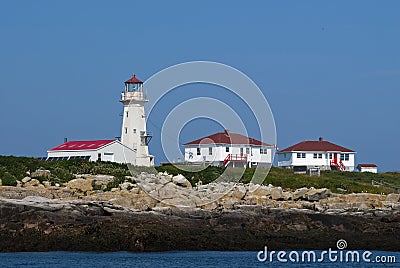 Canadian Lighthouse Has Two Keeper`s Buildings Stock Photo