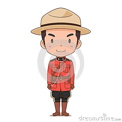 Canadian male police officer. Royal Canadian Mounted Police. Vector Illustration