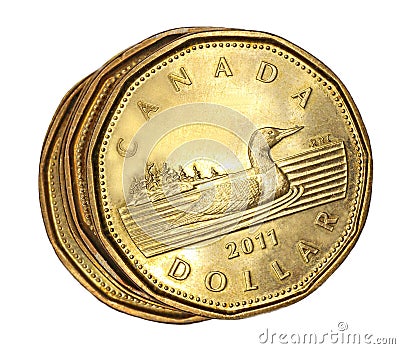 Canadian one dollar coin Editorial Stock Photo