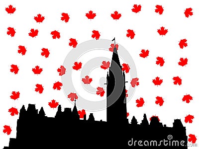 Canadian parliament in autumn illustration Vector Illustration