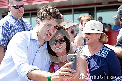 Canadian Prime Minister Justin Trudeau Posing for Selfie Editorial Stock Photo