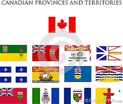 Canadian provinces flags Vector Illustration