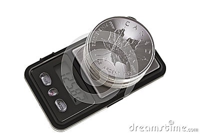 Canadian Silver Coin Investment, one ounce troy. Editorial Stock Photo