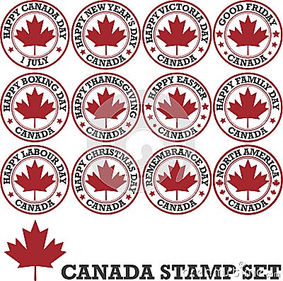 Canadian stamp set Vector Illustration