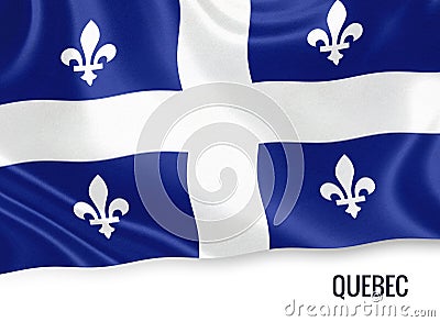 Canadian state Quebec flag. Stock Photo