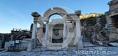 Ruin and wooden horse of Troy where Greek & Trojan fought at Canakkale, Turkey Editorial Stock Photo