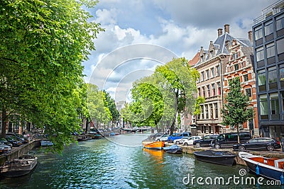 Canal in Amsterdam Stock Photo