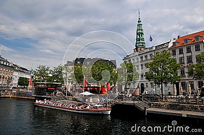 CANAL BOAT CRUSING IN COPENHAGEN DENMARK Editorial Stock Photo