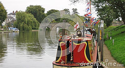 Canal boat flags Stock Photo
