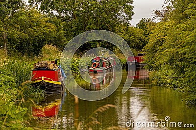 Canal boat in the Kennet and Avon canal, Wiltshire, UK. Stock Photo