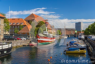 Canal in Copenhagen city center, Denmark Stock Photo