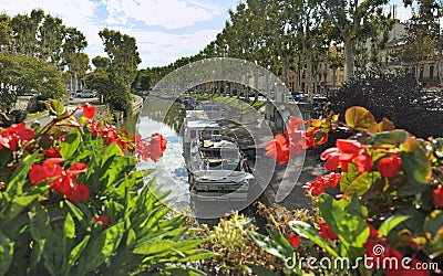 Canal du Midi in Narbonne Stock Photo