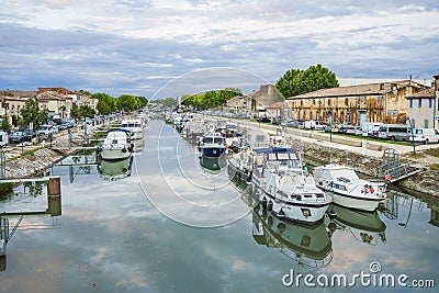 Canal du Rhone a Sete, Beaucaire, France Editorial Stock Photo