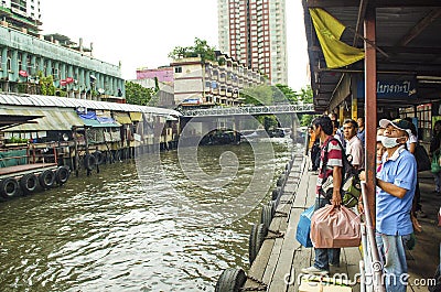 Canal ferry stop in bangkok thailand Editorial Stock Photo