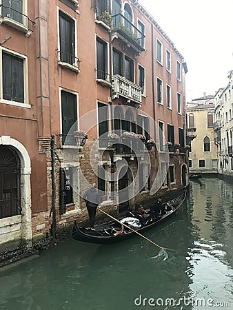 Canal and gondola in Venice, Travel around Italy Editorial Stock Photo