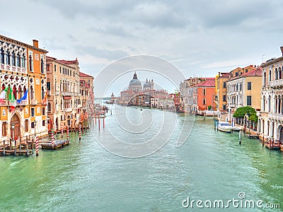 Canal Grande with Basilica di Santa Maria della Salute Stock Photo