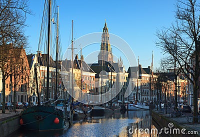Canal in Groningen Stock Photo