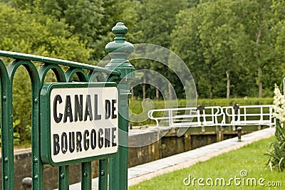 Canal lock from Canal de Bourgogne. Stock Photo