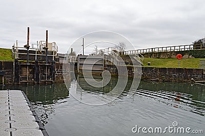 Canal Lock Gates Stock Photo