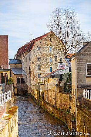 Canal in the old town of Valkenburg, Netherlands Editorial Stock Photo