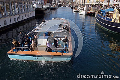 Canal tour boat in Copenhagen, Denmark Editorial Stock Photo