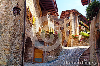 Canale di Tenno - beautiful medieval Village in Italy, near the lake Lago di Garda Editorial Stock Photo