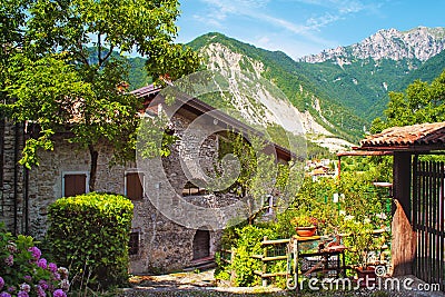 Canale di Tenno - beautiful medieval Village in Italy, near the lake Lago di Garda Editorial Stock Photo