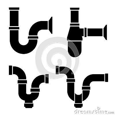 Canalization airtrap siphon black symbol Vector Illustration