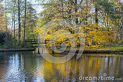 Canals of Amstelveen, autumn time Stock Photo